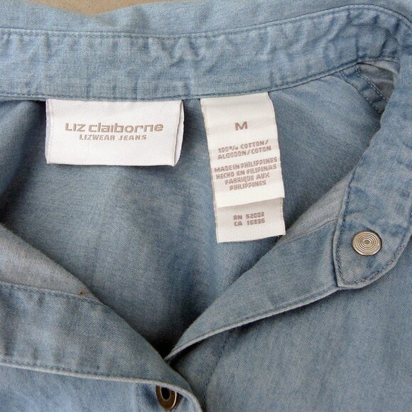 LIZ CLAIBORNE blue chambray / denim button-up shirt, medium, Philippines - Picture 8 of 8